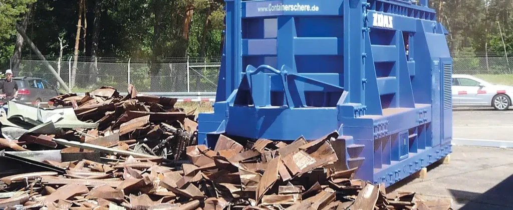 sheared material from container shear